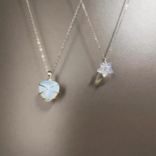 手工 Blue transparent love star项链