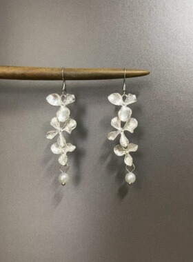 Vintage古着 Pearl-like flowers耳饰