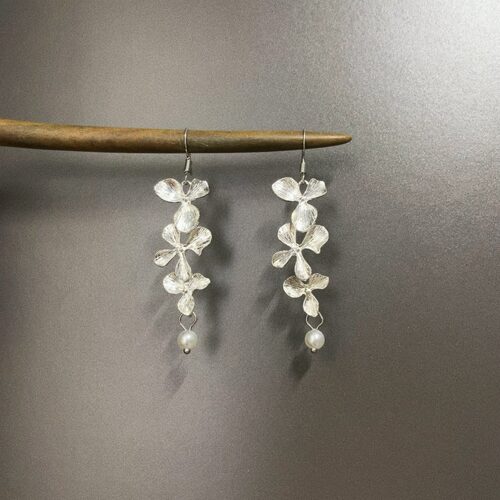 Vintage古着 Pearl-like flowers耳饰