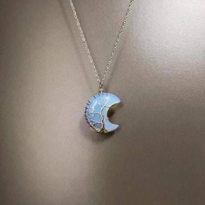 Vintage古着 Blue Crystal Moon项链