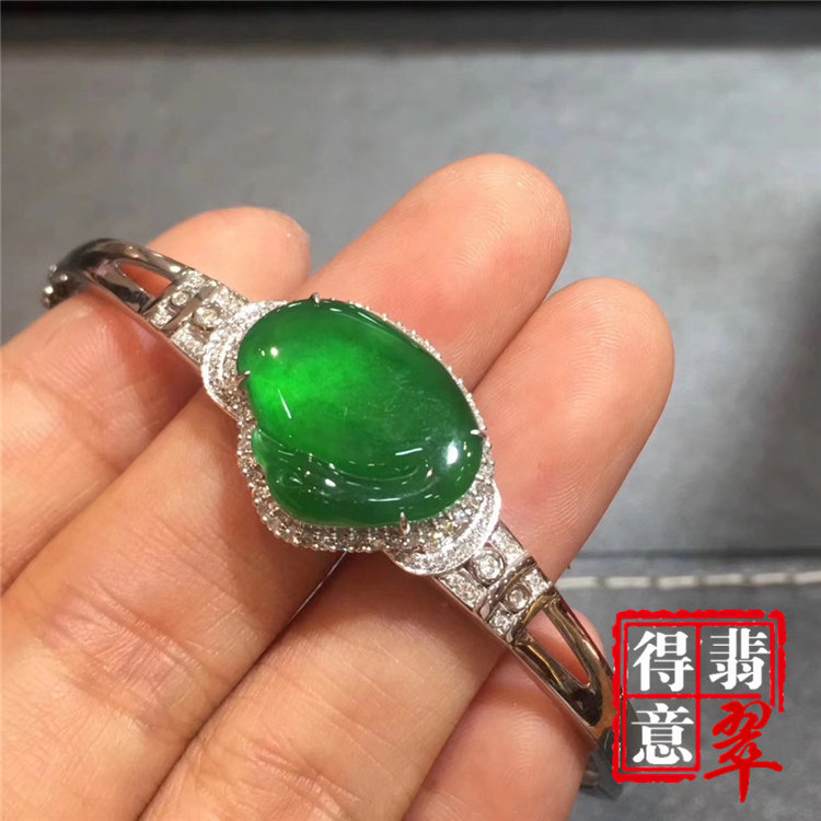 得意冰种天鹅白金a货带证书手镯