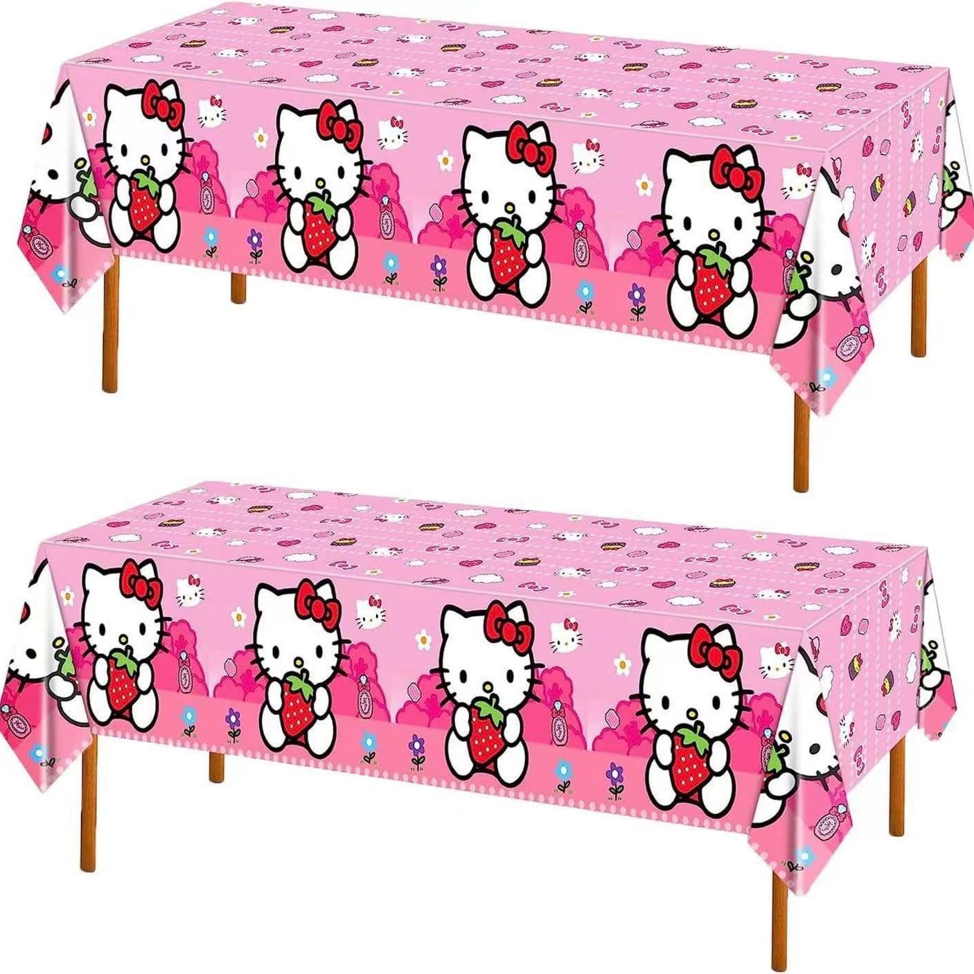 一次性生日主题儿童桌布露营野餐派对拍照幼儿园甜品装饰kt猫