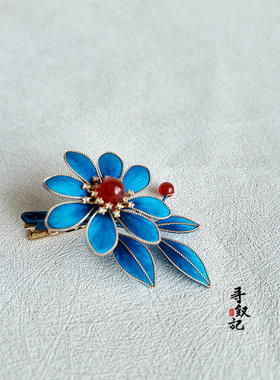 珠蓝非遗蚕丝绒花国风汉服边夹