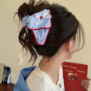 红温蓝格~可爱发箍女2025新款高级感发饰气质大肠发圈春夏ins头箍
