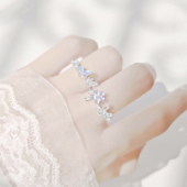 落樱之舞樱花蝴蝶纯银戒指女可调节轻奢小众高级感圣诞礼物送女友