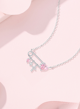 【免费刻字】心之所归回形针纯银项链女锁骨链小众圣诞礼物送女友