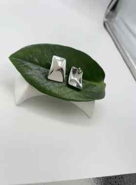 欧美潮流街拍方形耳环女ins风气质感小众设计百搭耳扣耳饰