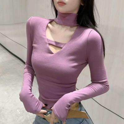 秋冬新款镂空针织衫修身显瘦