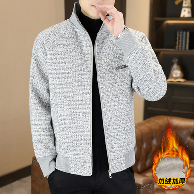 男士外套秋冬季加绒加厚立领夹克