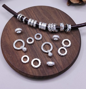 S999纯银盘缠跑环手链项链配件diy手作串珠材料100元包邮672 8