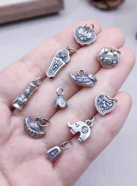 S925纯银做旧手链项链吊坠滴流diy手作材料配件100元包邮693 4