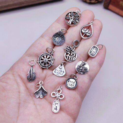 S925纯银手链项链九宫八卦吊坠挂件diy手作材料100元包邮659 2