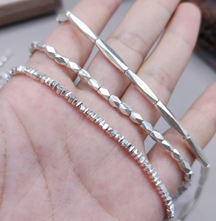 泰国清迈手工银碎银子细银管手链项链配件diy手作材料729 0