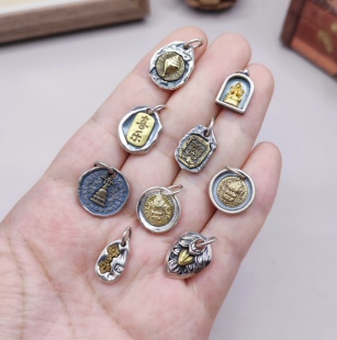 S925纯银黄财神扎基拉姆手链项链滴流挂件diy材料100元包邮655 4