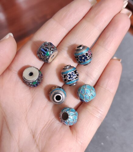 S925纯银烧蓝手链项链配件diy手作串珠材料配饰100元包邮138 35