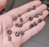 266 S925纯银花朵跑环隔珠配饰diy手链项链配件配饰满100元 包邮