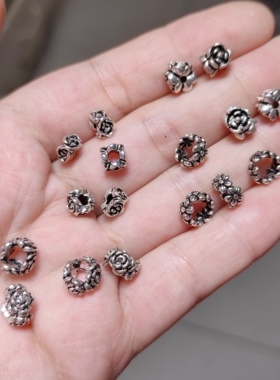 S925纯银花朵跑环隔珠配饰diy手链项链配件配饰满100元包邮266 4