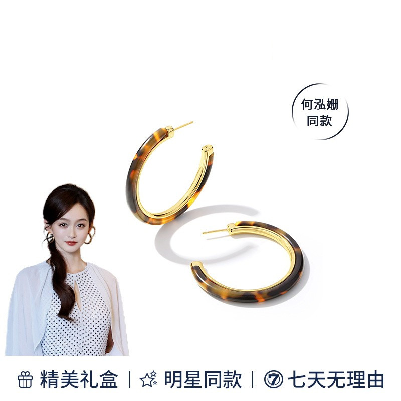 明星同款经典玳冒色法式复古耳环