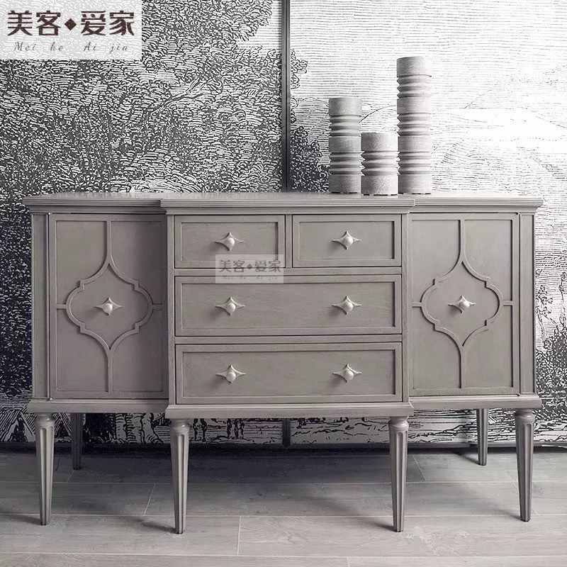 美式复古实木餐边柜梵思art豪宅实木高级灰储物柜餐厅边柜斗柜,住宅家具,餐边柜,淘宝优惠券,粉丝福利购,淘宝优惠卷