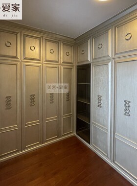 美式art轻奢实木衣柜四门莫里印象复古雕花衣橱卧室转角衣帽间柜