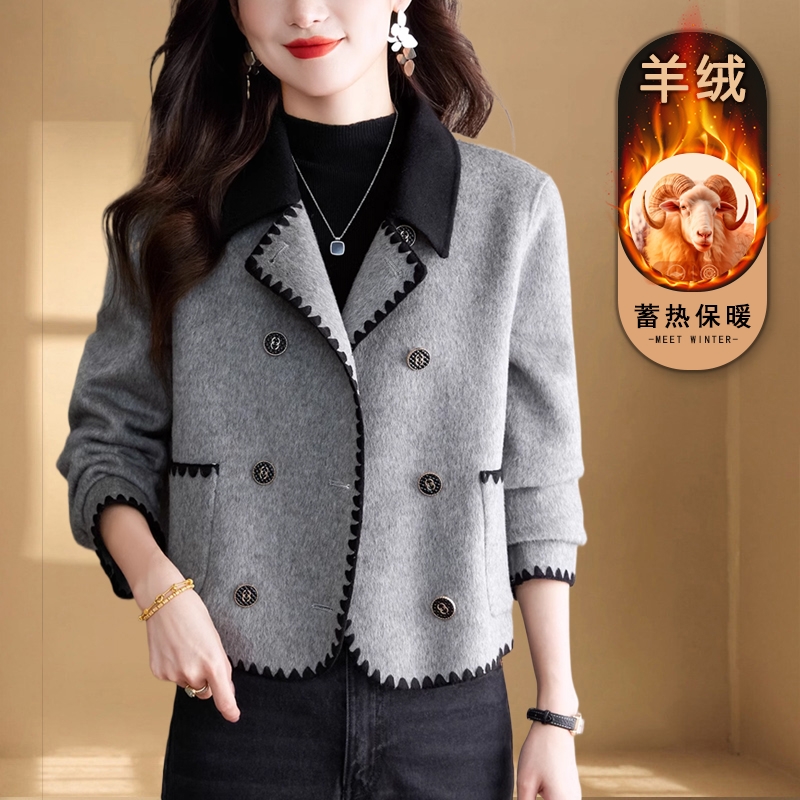 小香风短款双面羊毛呢大