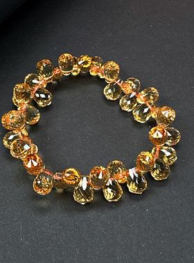 【菲璐】收藏级橘黄巴西水滴黄水晶手链女天然水晶手串男女礼物