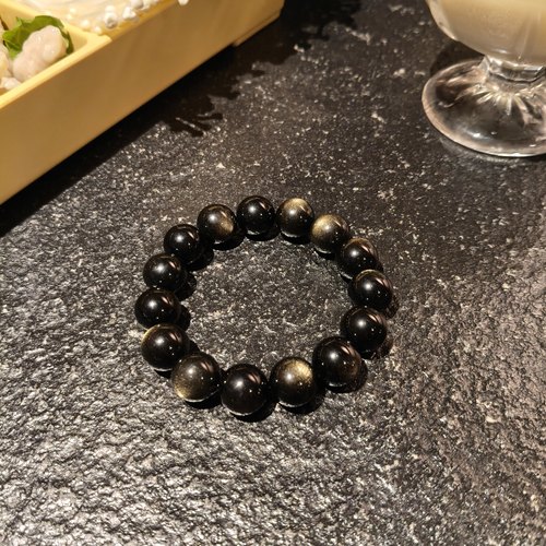 收藏级天然乌黑金曜石情侣款