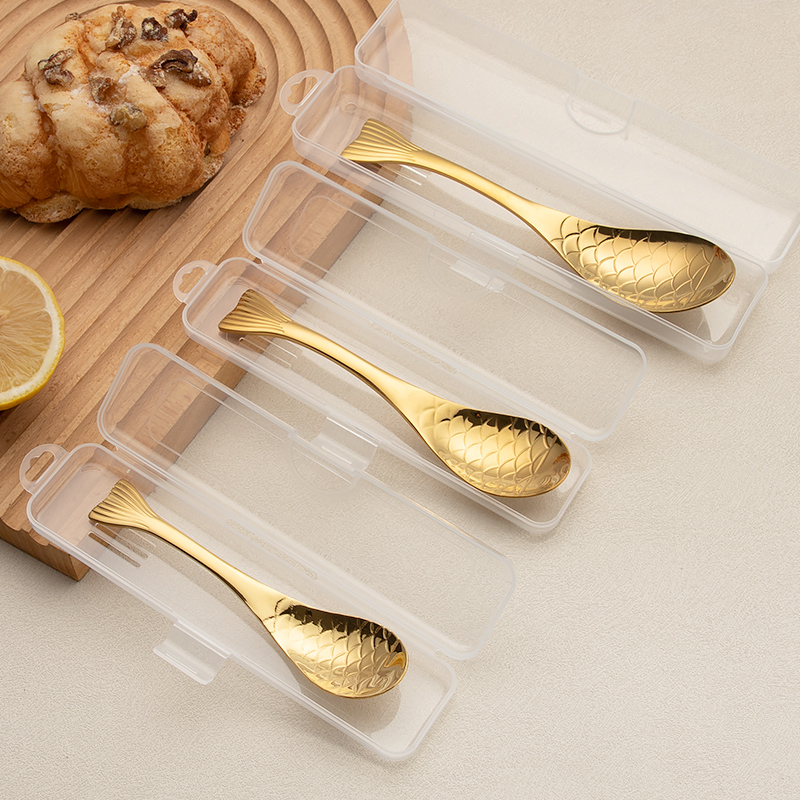 304不锈钢勺子便携式可爱金鱼勺