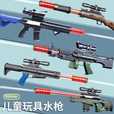儿童416水枪玩具夏天沙滩室外内漂流打M249水仗抽拉式大容量呲水