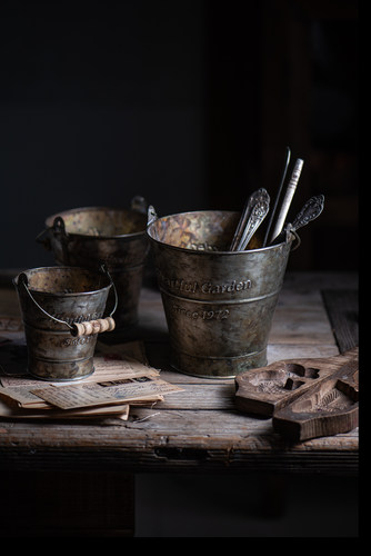 复古英文铁艺手提花盆多肉花器