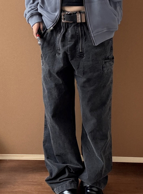 Baseplate 多口袋洗水做旧暗纹磨毛宽松直筒微baggy德工裤