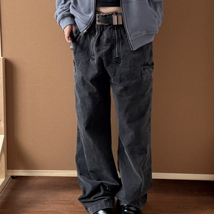 Baseplate 多口袋洗水做旧暗纹磨毛宽松直筒微baggy德工裤