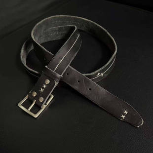 Baseplate 日本枥木植鞣水染手工刀割破坏镀银铜扣35mm宽皮带