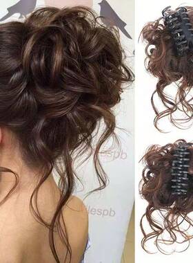 慵懒风抓夹款花苞丸子头女自然蓬松长须发包假发套马尾假发圈发夹