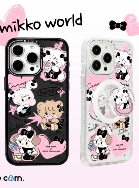 【bluecorn】蓝色苞米联名MIKKO黑粉爱心适用苹果于iPhone 17/16/15/ PROMAX magsafe磁吸全包防摔全包手机壳