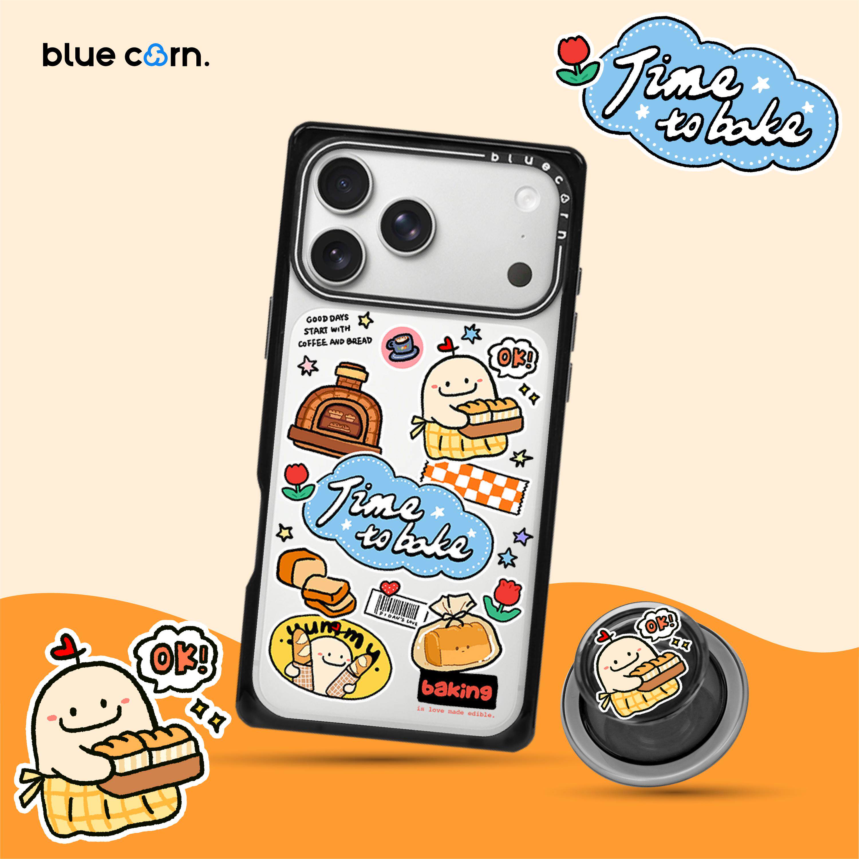 【bluecorn】蓝色苞米艺术家皮蛋面包店适用于iPhone 