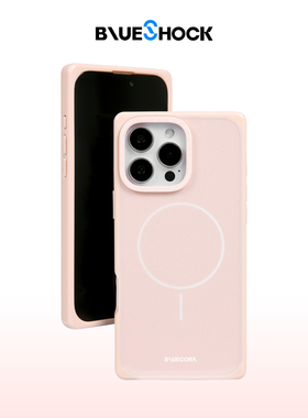 【blueshock】蓝色苞米旗下简约净版草莓奶芙方形直角边手机壳适用于iPhone16/15/PRO MAX 磁吸防摔保护套