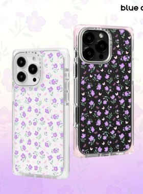 【bluecorn】蓝色苞米原创粉紫碎花 适用于苹果iPhone 17/16/15PRO/MAX magsafe 镜面磁吸防摔手机壳保护套