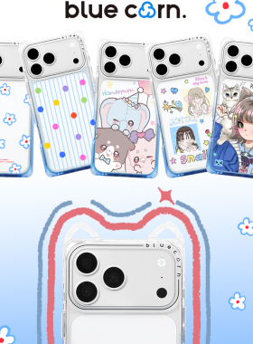 【bluecorn】蓝色苞米海盐苏打渐变色方形直角边手机壳适用于iPhone 17/16/PRO/MAX air magsafe磁吸保护套