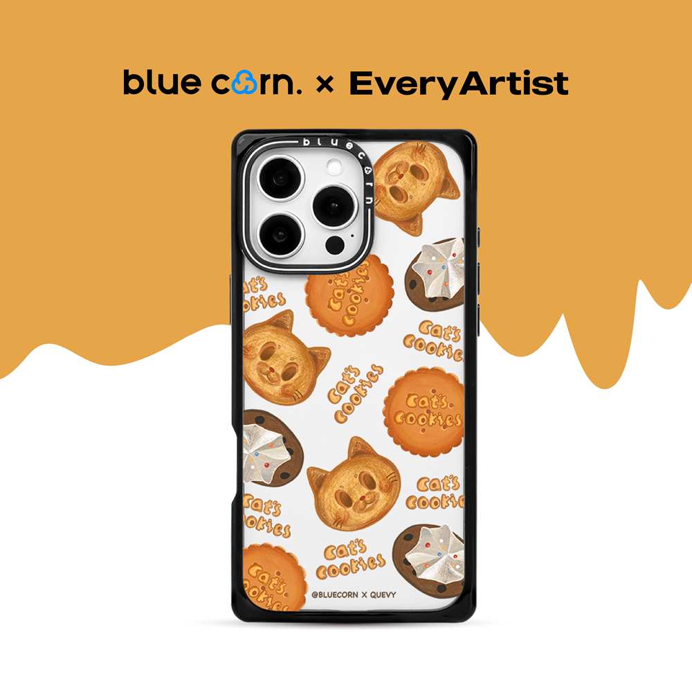 【bluecorn】蓝色苞米设计师quevy曲奇猫适用于iPhone 17/16/15 PRO MAX magsafe镜面磁吸防摔全包卡通手机壳