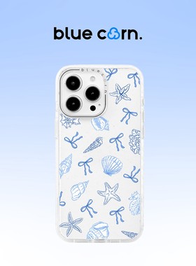 【bluecorn】蓝色苞米原创蓝色海洋卡通贴纸适用于苹果iPhone 17/16/15/pro/max magsafe磁吸防摔手机壳 套