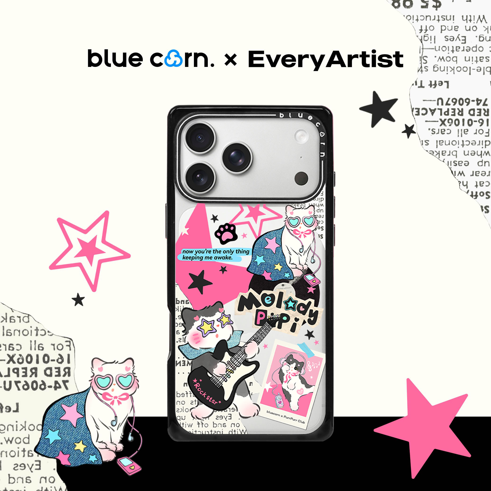 【bluecorn】蓝色苞米艺术家系列摇滚pipi适用于iPhone 17/16/15PRO MAX magsafe镜面磁吸全包防摔手机壳 套