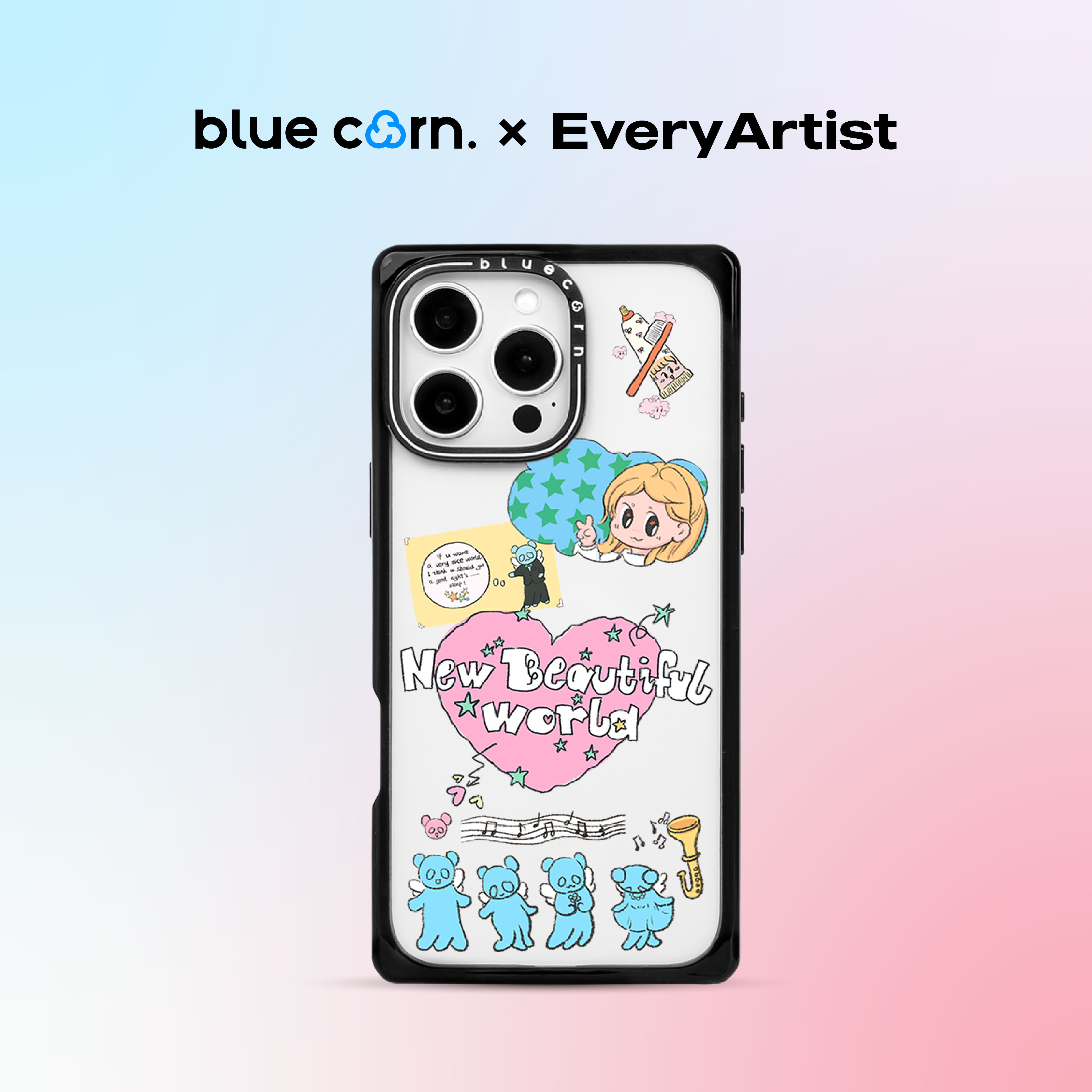 【bluecorn】蓝色苞米艺术家系列美丽世界适用于iPhone16/15/14 PRO MAX magsafe镜面磁吸防摔手机壳保护套
