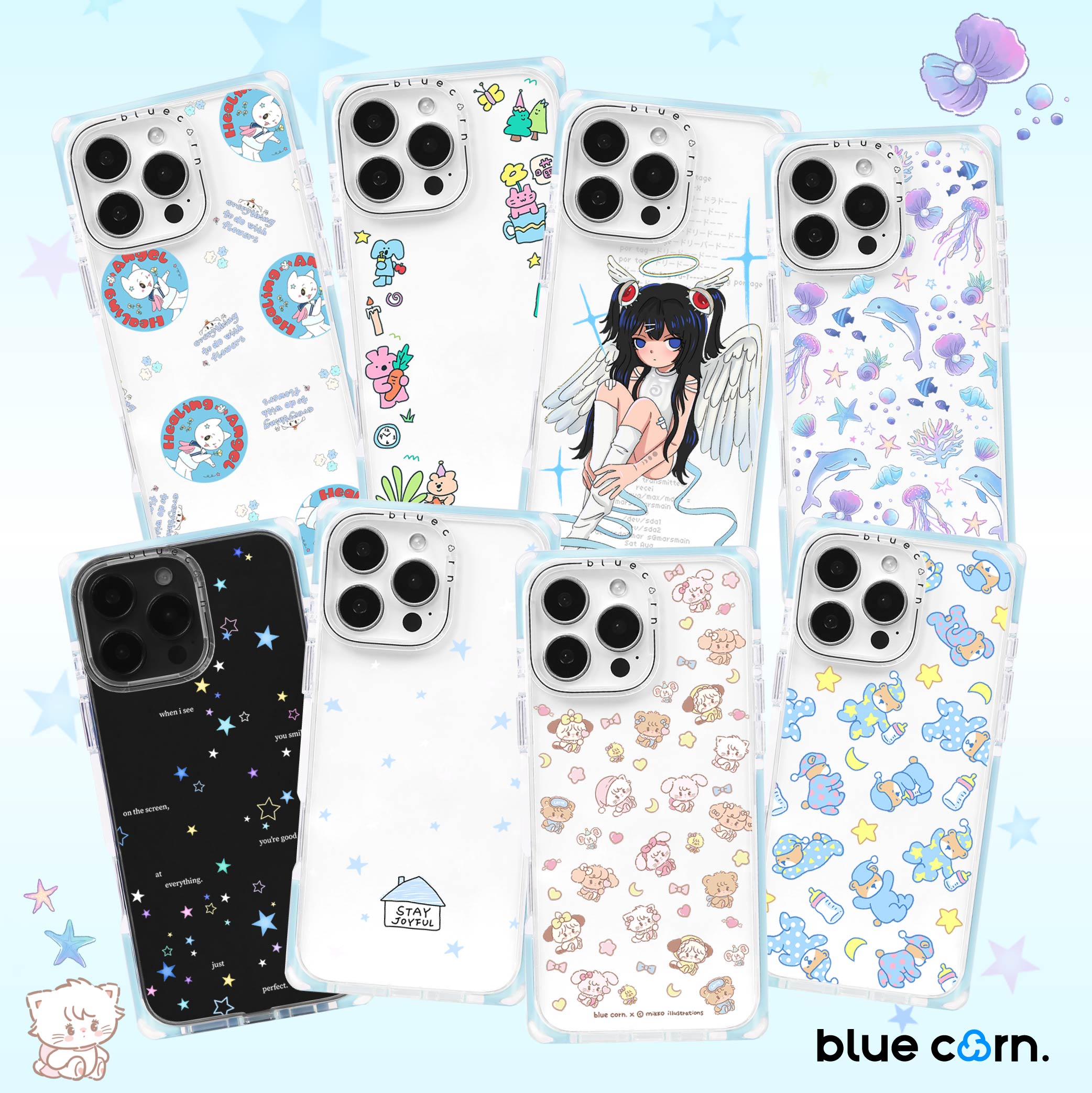 【bluecorn】蓝色苞米奶方Milkangle海盐布丁方形直角边手机壳适用于iPhone 16 15 PROMAX磁吸magesafe保护套