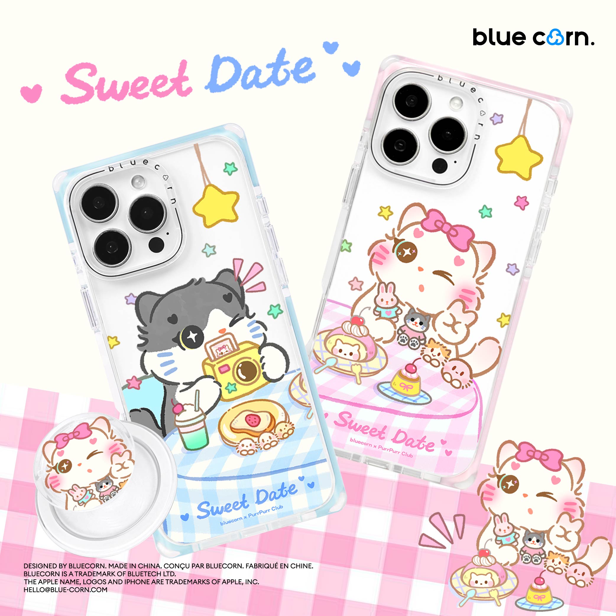 【bluecorn】蓝色苞米艺术家系列pipi甜蜜约会情人节系列防摔手机壳适用于iPhone17/16/15 promax磁吸magsafe