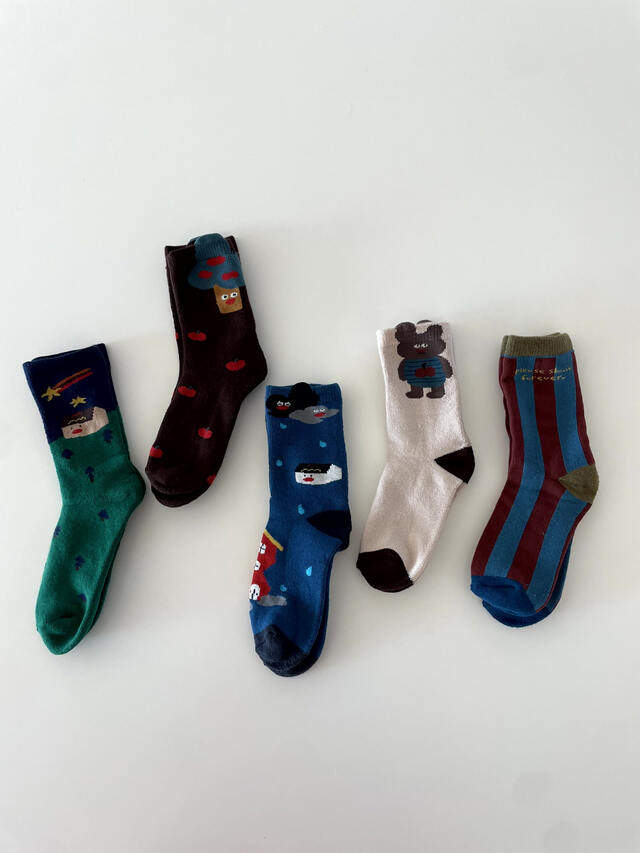 NNKIDS韩国男女童儿童韩系卡通可爱设计师款时髦中筒袜子