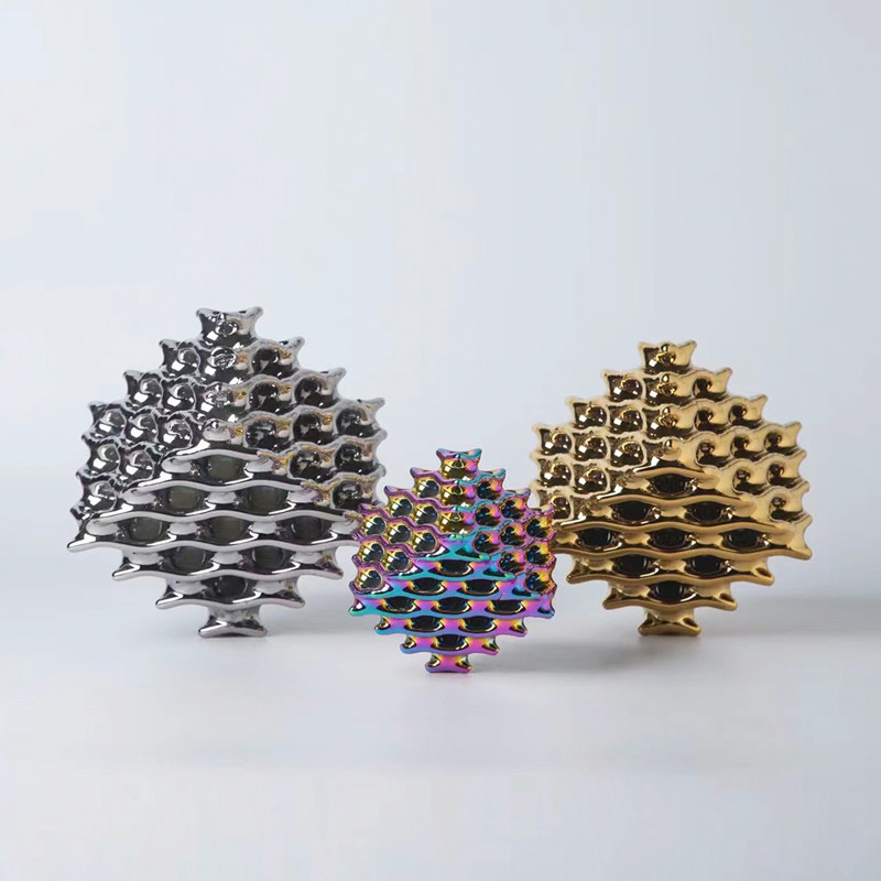 正方体镂空3d打印陶瓷摆件设计师样板间客厅酒店民宿软装摆场饰品