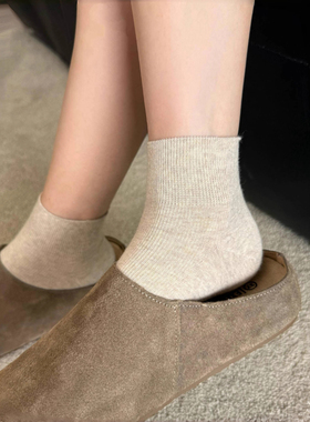 纯色袜子女短袜配小皮鞋夏季薄款纯棉短筒棉袜春秋月子袜短款黑色