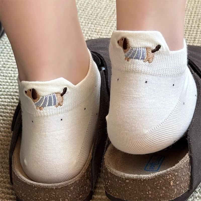 白色袜子女韩系ins潮后跟刺绣夏季薄款短袜纯棉不起球夏天运动袜,女士内衣/男士内衣/家居服,短袜,淘宝优惠券,粉丝福利购,淘宝优惠卷