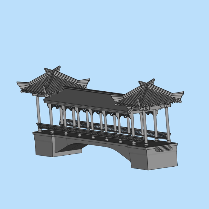 中国古代建筑连廊01200929三维图纸(stl格式)